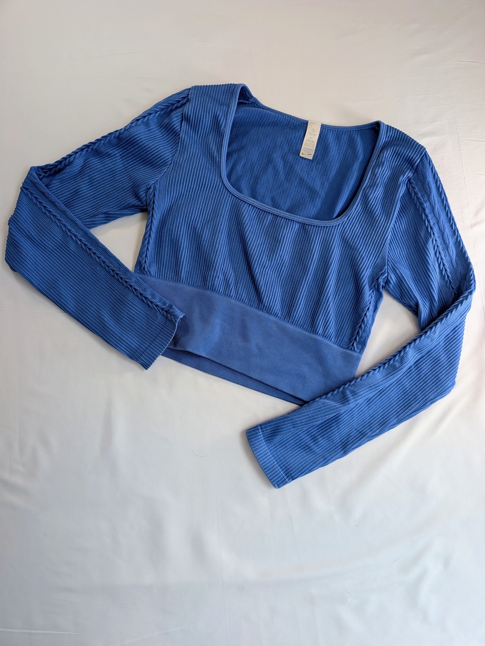 Offline By aerie Long Sleeve Ribbed Scoop Neck Crop Top - Blue